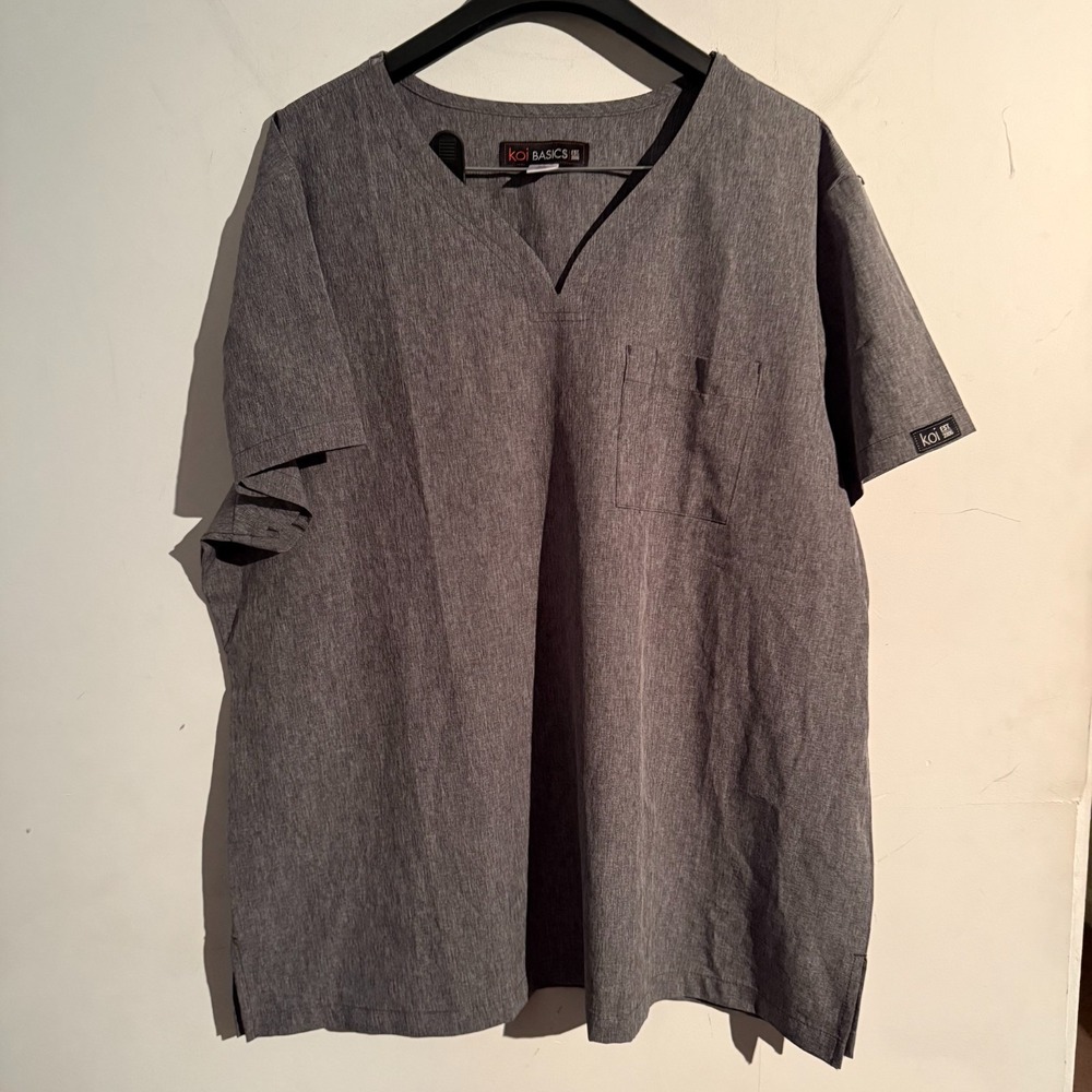 Koi Basics XL Heather Gray Scrub Top NWT